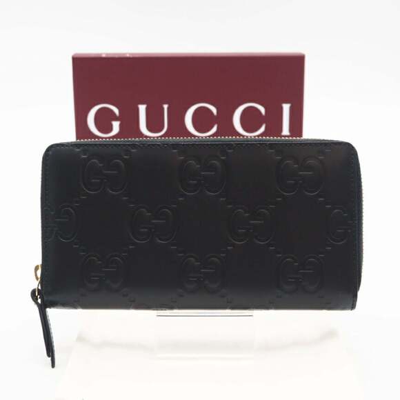 GUCCI GG Leather Zip-Around Wallet 795176 Black Men's Long